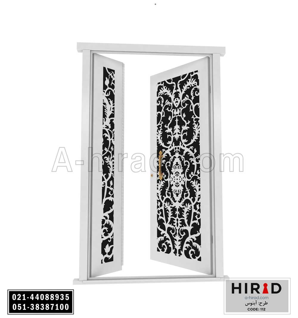 درب حیاط یک و نیم لنگه طرح آبنوس 15112